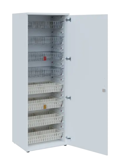 EUROMEDICA D - 66/M skříň léková boxová, 1-dveřová, pravá, 1950x660x535, korpus bílý, dvířka bílá